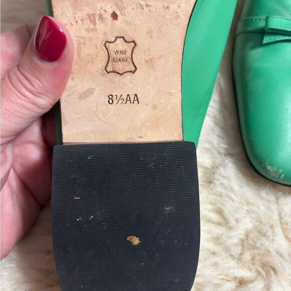 Talbots Green Leather Mules with Bow Detail size 8.5 Narrow - Picture 4 of 8